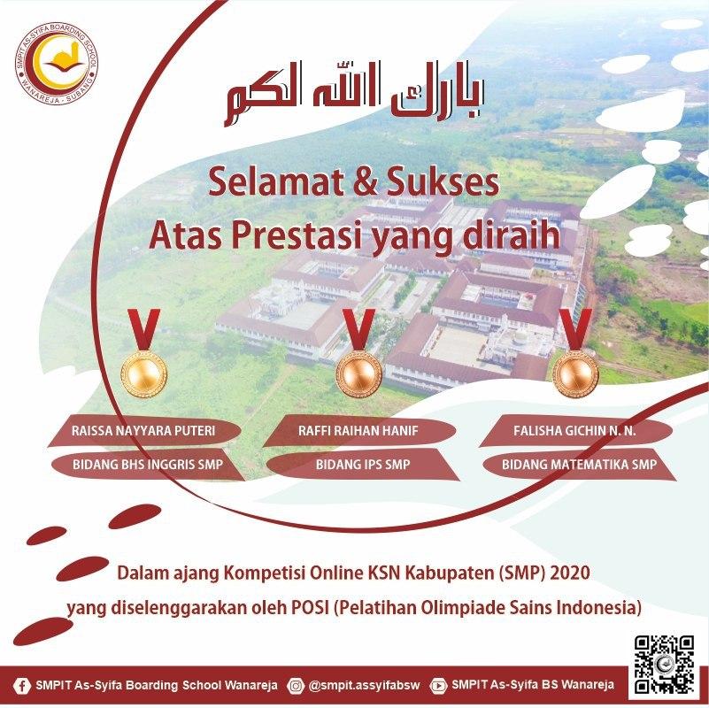 Berprestasi di ajang Kompetisi Online KSN Kabupaten (SMP) 2020