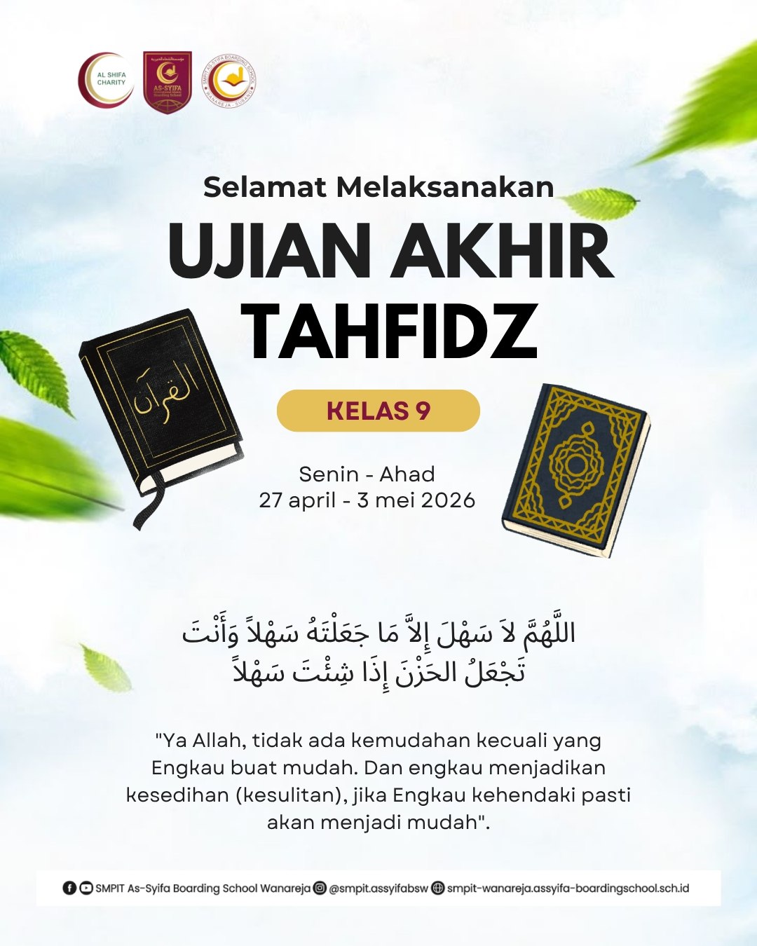 smpit as syifa boarding school wanareja ujian tahfidz 2026