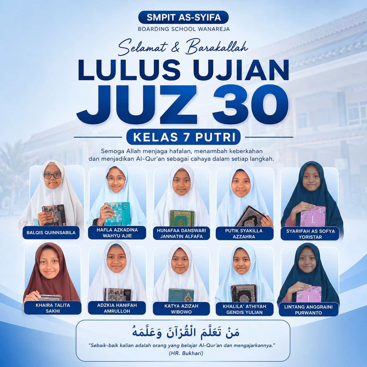 lulus ujuan hafalan juz 30 murid putri 1