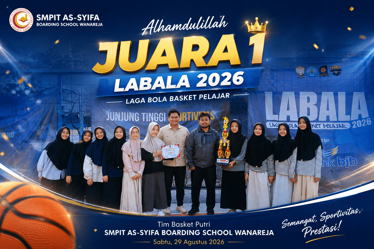 juara laga bola basket pelajar 2026 unsub tim basket putrii cover 1