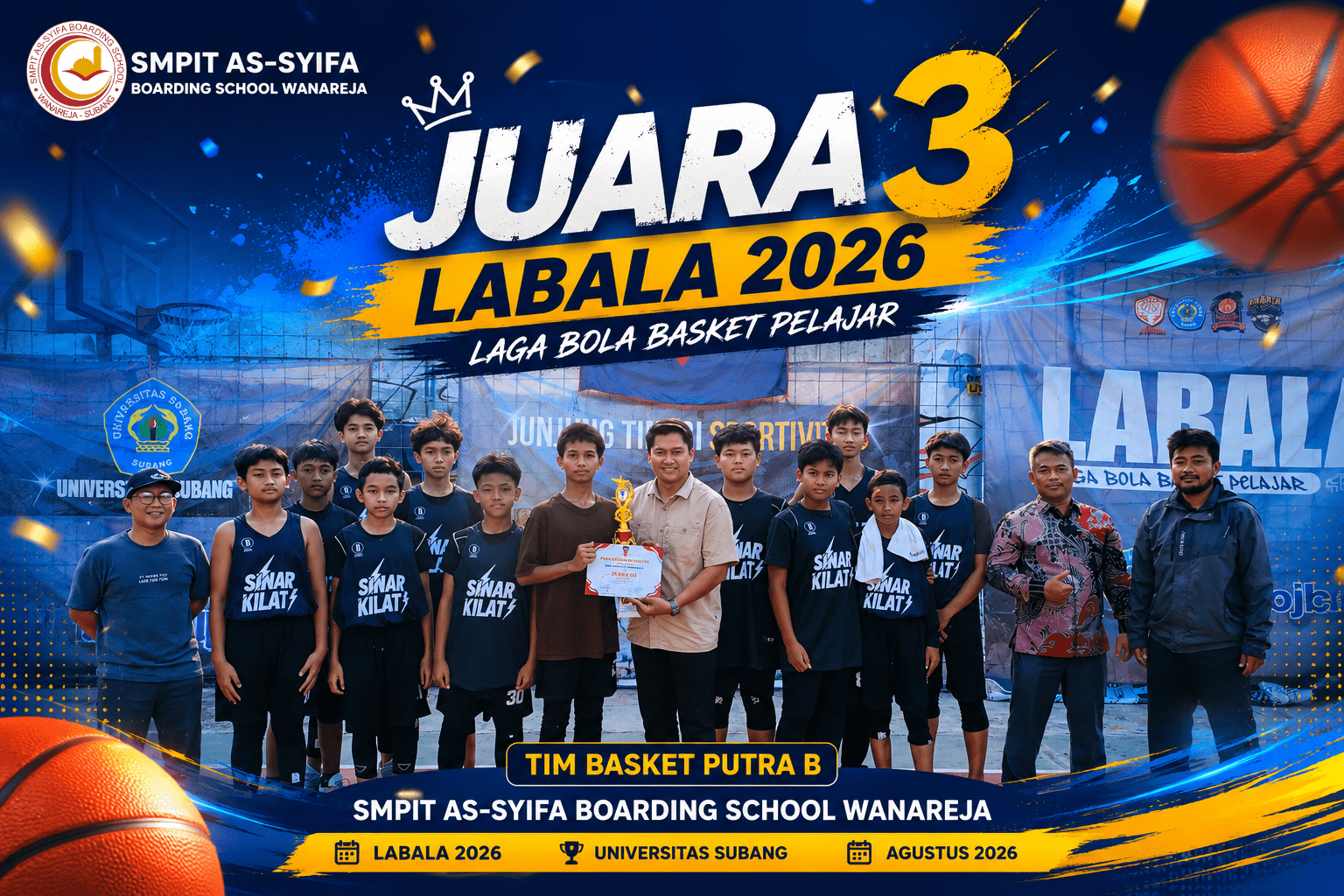 juara laga bola basket pelajar 2026 unsub tim basket putrii cover 3
